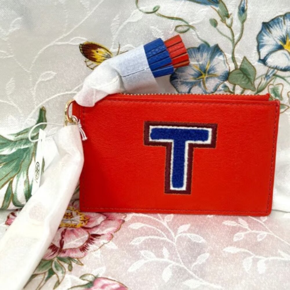 TORY BURCH T-Monogram Leather Card Case Key Fob 34721